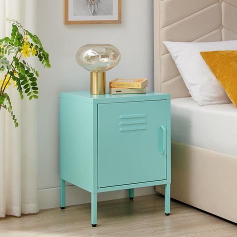 Metal Bedside Table, Blue Bedside Tables, Style Bedside Table, Bedside Table Metal, Tv Stand Shelves, Locker Designs, Contemporary Storage, Alex Drawer, Furniture Box