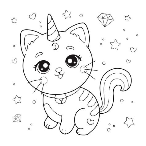 Cat Unicorn, Monster Coloring Pages, Cat Coloring, Unicorn Coloring, Kitty Coloring, Pattern Coloring Pages, Mermaid Coloring Pages, Cartoon Unicorn, Unicorn Colors