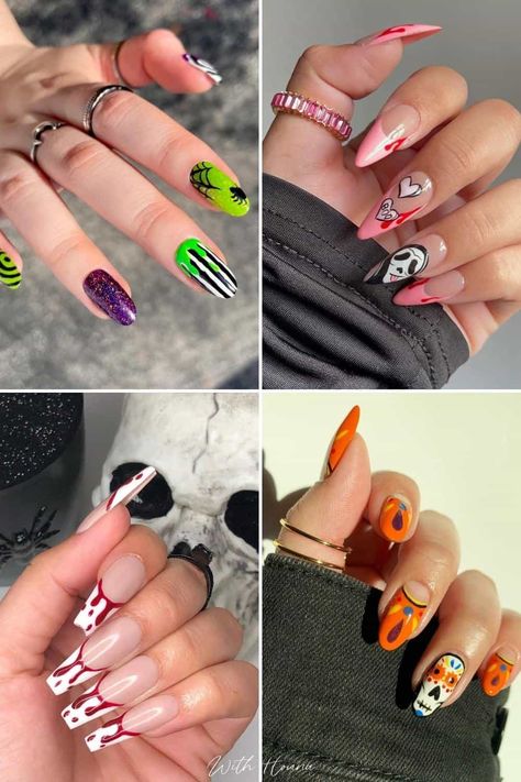 80 Spooky Halloween Nail Designs That Speak Halloween For 2022 - With Houna Spooky Halloween Nails 2022, Halloween Nail Designs 2022, Short Halloween Nails 2022, Disney Halloween Nails Design, Scary Halloween Nails Design, Halloween Nails 2022, Disney Halloween Nails, Scary Nails, Halloween Acrylic