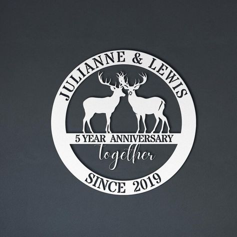 Personalized Wedding Anniversary Gift, 5 year Anniversary Gift for him Custom Anniversary Gift, Custom Metal Wall Sign | Deer 5 Year Anniversary Gift, 5 Year Anniversary, Anniversary Gift For Him, Metal Wall Sign, Custom Metal Signs, Wedding Anniversary Gift, Anniversary Gifts For Him, Custom Metal, Wedding Anniversary Gifts