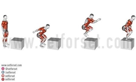 Box Jump Exercises, Box Exercises, Calisthenics Leg Workout, Improve Vertical Jump, Isometric Exercises, Leg Workout Routine, Plyo Box, Vertical Jump, Pulse Squats