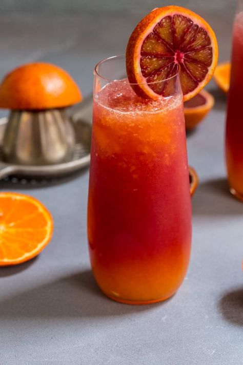 Winter Tequila Sunrise will give you a burst of citrus in the heart of winter. The blood oranges are magnificent! Tequila Sunrise Recipe, Tequila Sunrise Cocktail, Sunrise Cocktail, Tangerine Juice, Winter Fruit, Sweet Cocktails, Tequila Drinks, Winter Cocktails, Tequila Sunrise