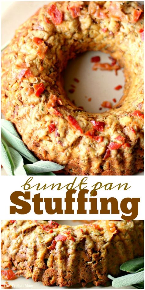 Bundt pan stuffing is amazing and a pretty way to serve this side dish for Thanksgiving or Christmas time. Here's the easy recipe so you can try it. via @thetypicalmom Pan Stuffing Recipe, Stuffing In A Bundt Pan, Bundt Pan Stuffing, Side Dish For Thanksgiving, Bundt Pan Recipes, Stuffing Recipes For Thanksgiving, Holiday Side Dish, Christmas Easy, Thanksgiving Dinner Recipes