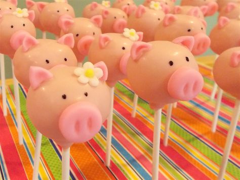 Piggy Cake Pops (in case you're dieting!) Wonder if they come in bacon flavor? Pig Cake Pops, Animal Cake Pops, Piggy Cake, Cake Pop Designs, Pops Cake, Cake Pop Decorating, Pop Cupcakes, Pig Cake, Marshmallow Treats