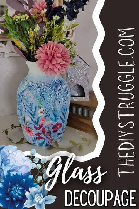 If your looking for information on decoupage, glass and more this video is for you! I share 5 Decoupage Ideas with Napkins! Tons of crafts to use with these glass pieces to help you learn how to decoupage on glass! Stop on over and see if its helpful for you! Decoupage Vases Diy, Decoupage Glass Vase, Glass Vases Decor Ideas, Napkin Crafts, Glass Decoupage, Decoupage On Glass, Glass Vase Decor, Decoupage Glass, Decoupage Diy