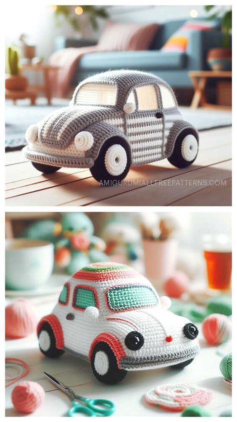 Crochet Stuffed Car, Amigurumi Car Free Pattern, Crochet Car Free Pattern, Crochet Car Patterns Free, Crochet Toys Free Patterns Easy, Crochet Arigami Patterns Free, Crochet For Car, Car Crochet Pattern, Crochet Cars