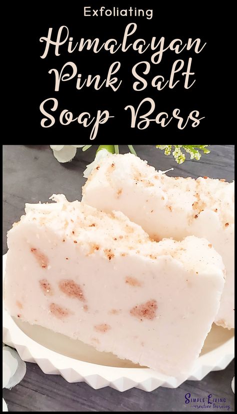 Exfoliating Himalayan Pink Salt Soap Bars Facial Soap Bar Recipe, Diy Himalayan Salt Soap, Pink Himalayan Salt Soap, Face Bar Soap, Salt Bar Soap Recipe, Easy Goat Milk Soap Recipe, Goat Products, Massage Bar Soap, Making Soaps