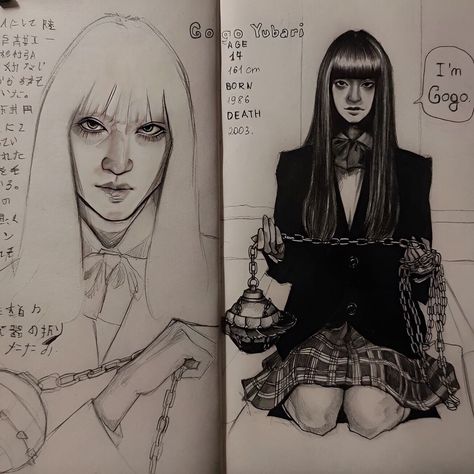 Gogo Yubari, Drawing Examples, Indie Art, Kpop Drawings, Kill Bill, Cute Kawaii Drawings, Arte Sketchbook, Sketch Inspiration, Portrait Sketches