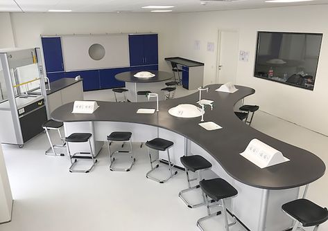 School Science Lab Design, School Laboratory, Steam Lab, Classroom Interior, Office Floor Plan, Laboratory Design, Science Labs, Lab Design, Wooden Countertops