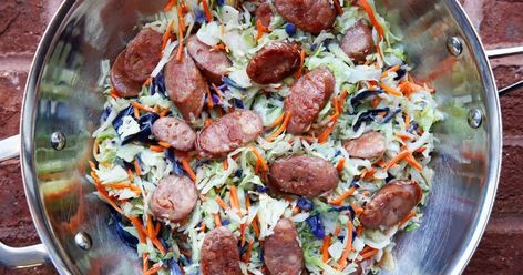 Aidells Chicken Sausage, Low Carb Fast Food, Sausage Stir Fry, Food Recipes Quick, Sausage And Cabbage, Broccoli Sausage, Broccoli Slaw Recipes, Easy Low Carb Recipes, Cabbage Slaw Recipes