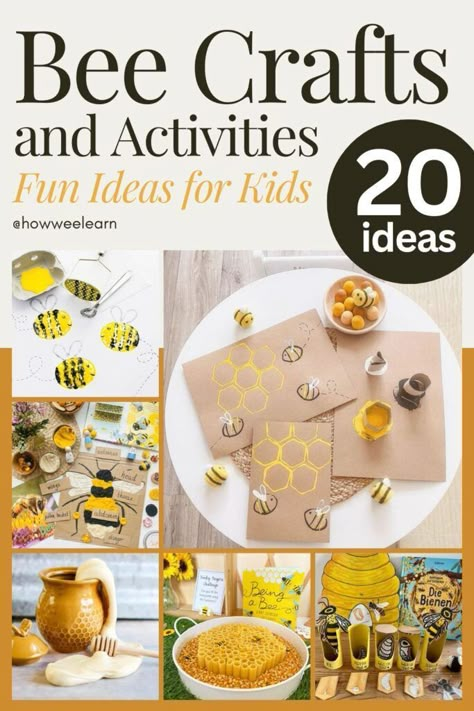 Buzz on over to find the cutest bee crafts for kids! There are bee crafts here for toddlers, preschoolers, and school age kids as well. Perfect for a bee theme! Beehive Preschool Craft, Bee Day Activities For Toddlers, Bee Art Toddlers, Insect Learning Activities For Preschool, Bee Related Crafts, Bee Arts And Crafts For Kids, Bee Montessori Activities, Bee Art Activities, Bee Activity For Toddlers