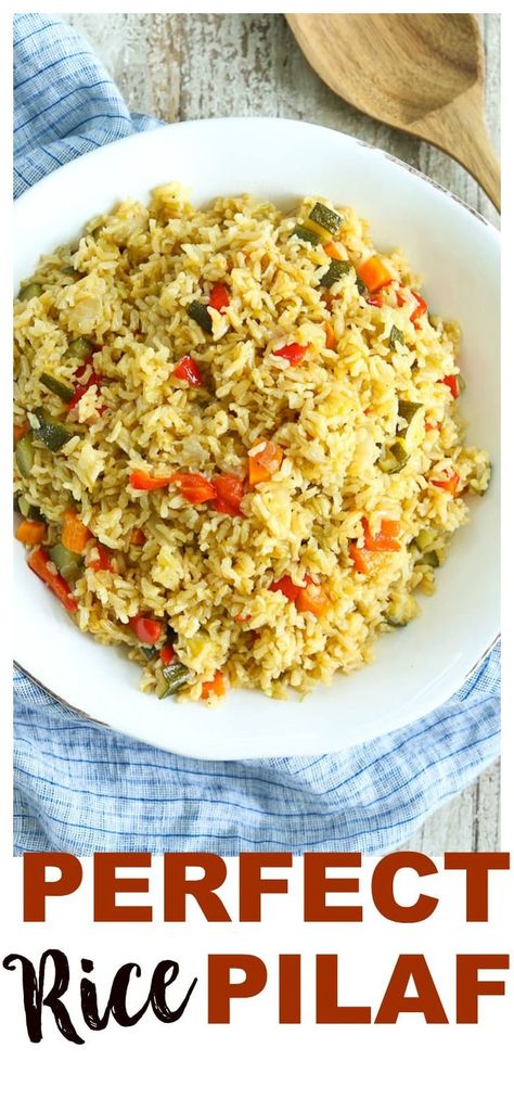 Rice Pilaf Recipe Vegetable, Vegetable Rice Pilaf Recipe Easy, Rice Pilaf With Vegetables, Vegetable Rice Pilaf, Easy Weeknight Dinner Ideas, Supper Sides, Easy Rice Pilaf, Dinner Ideas Family, Brown Rice Pilaf