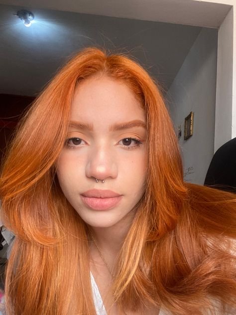 Orange Hair And Eyebrows, Latinas With Ginger Hair, Copper Hair And Eyebrows, Ginger Hair And Eyebrows, Orange Hair Brown Skin, Copper Eyebrows, Orangey Brown Hair, Orange Hair Makeup, Ginger Eyebrows