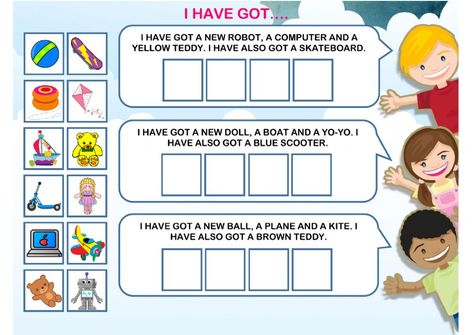 Have got - Has got interactive and downloadable worksheet. Check your answers online or send them to your teacher. Have Got Worksheet, Toys Worksheets, Esl English, English Teaching, English As A Second Language (esl), English As A Second Language, Second Language, English Class, Online Activities