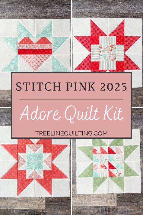 "Week 3 of the 2023 Stitch Pink Quilt Along - Just completed the final 4 stunning quilt blocks! The journey continues, stitch by stitch. 🧵💖 Pink 2023, Quilt Blocks Easy, Pink Quilt, Pink Stitch, Pink Quilts, Star Quilt Blocks, Star Quilt Patterns, Quilt Block Tutorial, Quilt Block Pattern