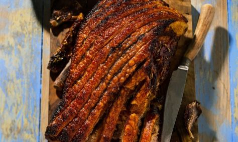 Roasted pork belly with fennel seeds. Spanish Pork, Roasted Pork Belly, Spanish Dinner, Pork Belly Recipes, Pork Roast Recipes, Spanish Recipes, Florida Food, Lime Recipes, Roasted Pork