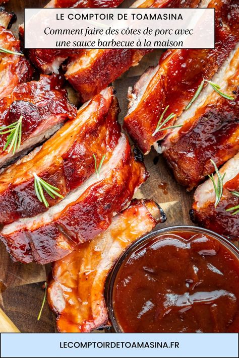 Réalisez de délicieuses côtes de porc avec une sauce barbecue maison, un classique des grillades.  #côtesdeporc #bbq #barbecue #maison #recette #facile #gourmand Ribs Barbecue, Barbecue Sauce, Sauce