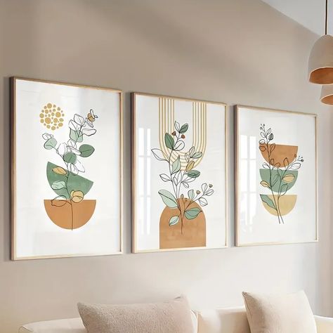 Plant Gallery Wall, Mid Century Modern Room, Boho Gallery Wall, Boho Mid Century, Room Decor Aesthetic, Modern Room Decor, Aesthetic Boho, Styl Boho, Gallery Wall Set