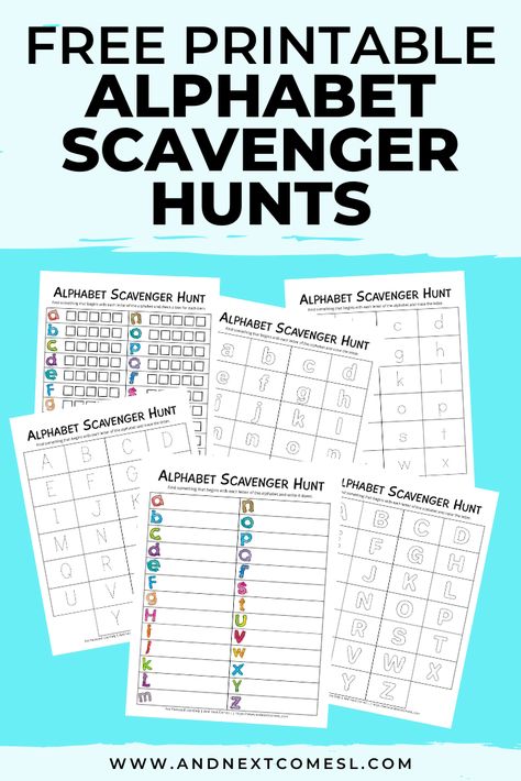 Grab one of these six different free alphabet scavenger hunt printables for your kids. They're tons of fun to do indoors or outdoors! #freeprintable #alphabet #alphabetactivities #scavengerhunts Hyperlexia Activities, Alphabet Scavenger Hunt, Alphabet Lesson Plans, Family Literacy, Fun Educational Activities, Homeschool Freebies, History Curriculum, Scavenger Hunt For Kids, Printables For Kids