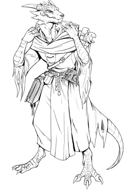 Dragonborn Poses, Dragonborn Dnd Character Design, Dragonborn Sketch, Dragon Born Character Design, Lizard Fursona, Tattered Outfit, Dragonoid Human Male, Dragonborn Oc, Dragon Born Dnd