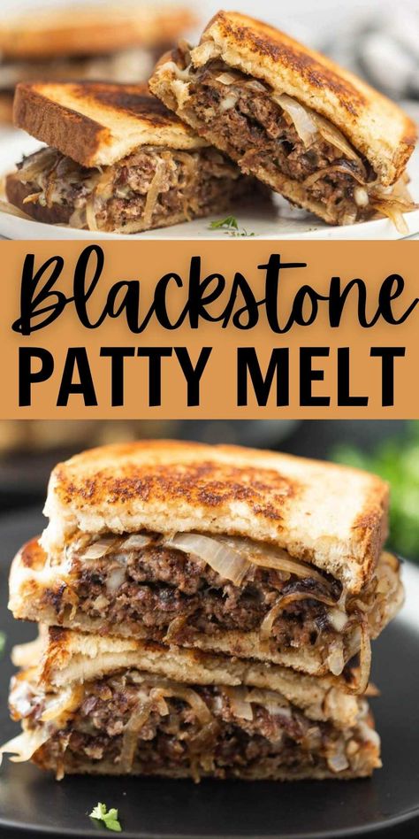 Blackstone Patty Melt Recipe - grillonadime.com Outdoor Griddle Recipes, Patty Melt Recipe, Griddle Cooking Recipes, Outdoor Cooking Recipes, Blackstone Recipes, Blackstone Grill, Cooking Stone, Melt Recipe, Griddle Recipes