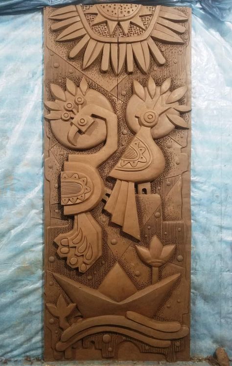 Ceramic Relief Art, Teracotta Clay Ideas, Teracotta Painting, Terracotta Mural, 3d Relief Art, Mural Art Design, Buddhist Art Drawing, Terracotta Wall Art, Creative Wall Decor