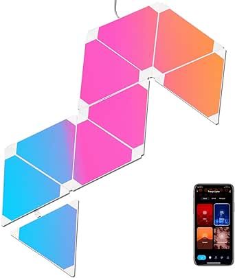 EASY TO CONTROL USING VOICE OR THE APP: These triangle wall lights can be easily controlled by using the app on your smartphone like TUYA SMART or push button and voice control or Bluetooth, you can have fun with the gaming lights in your life and you can really decorate your gaming room with these gaming lights which also work with Alexa. Triangle Led Lights, Triangle Wall Lights, Triangle Game, Triangle Light, Teenager Bedroom Design, Hallway Walls, Gaming Pads, Gaming Room Decor, Rgb Lights