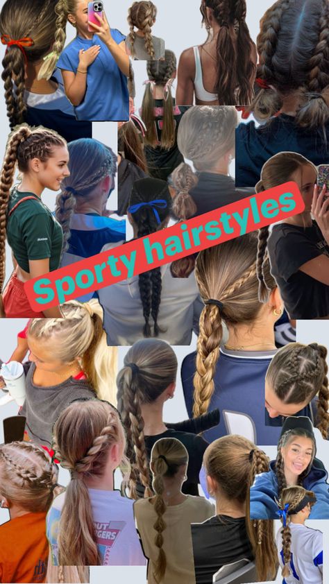 #hairstyles Cute Volleyball Hairstyles, Cute Sporty Hairstyles, Soccer Hairstyles, Track Hairstyles, Basketball Hairstyles, Softball Hairstyles, Cute Hairstyles For School, Sport Hair, Volleyball Hairstyles For Curly Hair