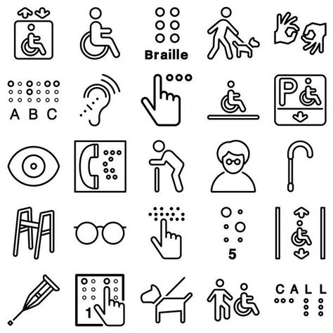 Best Physical Disability Illustrations, Royalty-Free Vector Graphics & Clip Art - iStock Disabilities Tattoo, Accessibility Illustration, Accessibility Design, School Creative, Book Illustration Art, Inclusive Design, Greeting Card Template, Visual Aids, Doodle Designs