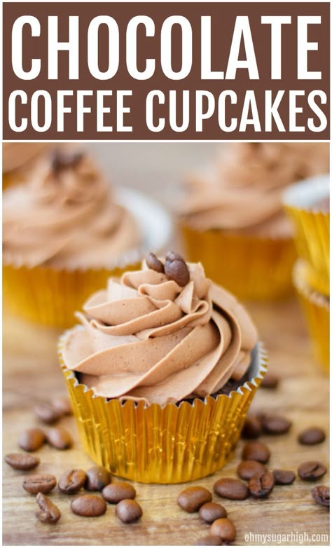 Chocolate Cupcakes With Coffee Frosting, Cupcake Recipes Coffee, Chocolate Coffee Icing, Coffee Chocolate Muffins, Coffee Cupcake Ideas, Coffee Cupcakes Decoration, Icing For Chocolate Cupcakes, Mocha Cupcakes Recipe, Coffee Chocolate Cupcakes