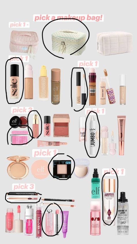 make a makeup bag Make Up Items, Bag Checklist, Makeup Bag Essentials, Bday Gifts, Bag Essentials, Makeup Styles, Essential Bag, Make Up Bag, Fashion Makeup