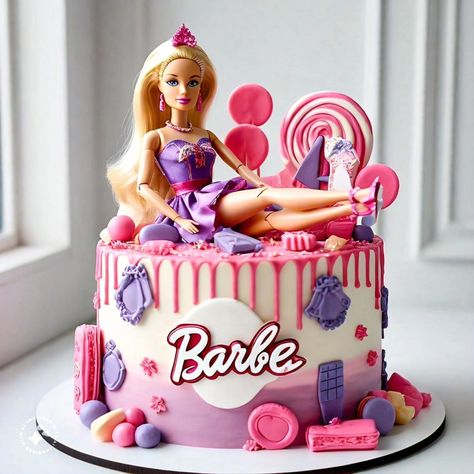 Barbie themed party dessert ideas - #BarbieCake - #BarbieThemedCake - #PinkPerfection - #CakeGoals - #BarbieParty - #SweetTreats - #CakeDecorating - #BarbieInspired - #FondantCake - #CakeArt - #BarbieFan - #CakeLove - #BarbieTheme Barbie Treats, Barbie Cake Ideas, Party Dessert Ideas, Barbie Birthday Cake, First Birthday Balloons, Barbie Kids, Birthday Party Snacks, Barbie Theme, Barbie Cake