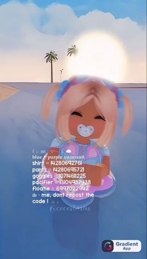 Kid Swimsuit Codes Berry Ave, Toddler Swimsuit Codes Berry Ave, Swimsuit Codes Berry Ave, Roleplay Outfits, Toddlers Swimwear, Preppy Baby, Bloxburg Decals Codes Aesthetic, Pic Code, Purple Swimsuit