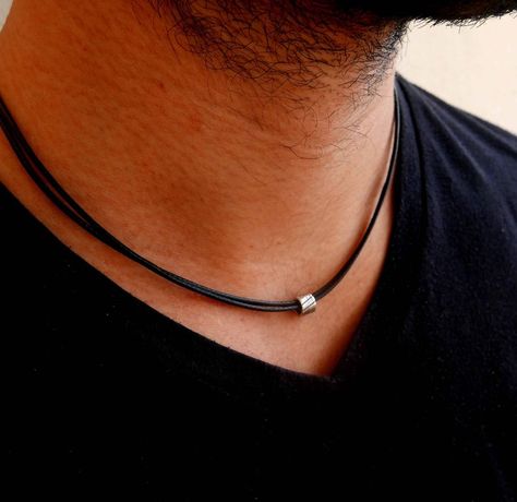 Men's Necklace Men's Silver Necklace Men's | Etsy Homemade Jewelry For Men, Mens Jewelry Chain, Men's Jewelry Bracelet, Mens Black Necklace, Beaded Mens Necklace, Black Necklace For Men, Men’s Necklaces, Guys Necklaces, Men Accessories Aesthetic