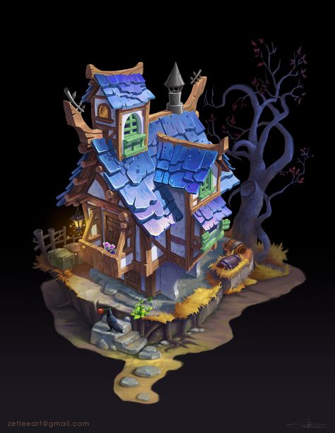 Witch's House, ZET (www.zet.productions) on ArtStation at https://www.artstation.com/artwork/rAaoEe Cardboard Art Sculpture, Witch's House, Creative Book Covers, Perspective Drawing Architecture, Environment Props, Vietnam Art, Props Art, Casual Art, Isometric Art