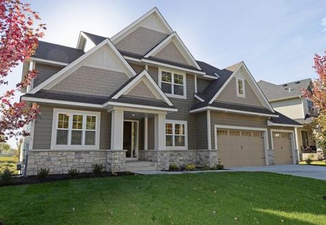 Aged Pewter Siding Paired with Natural Stone - Exterior Siding Colors, Exterior House Siding, House Paint Color Combination, Siding Options, Siding Colors, Casas Coloniales, Exterior Paint Colors For House, House Siding, Casa Exterior