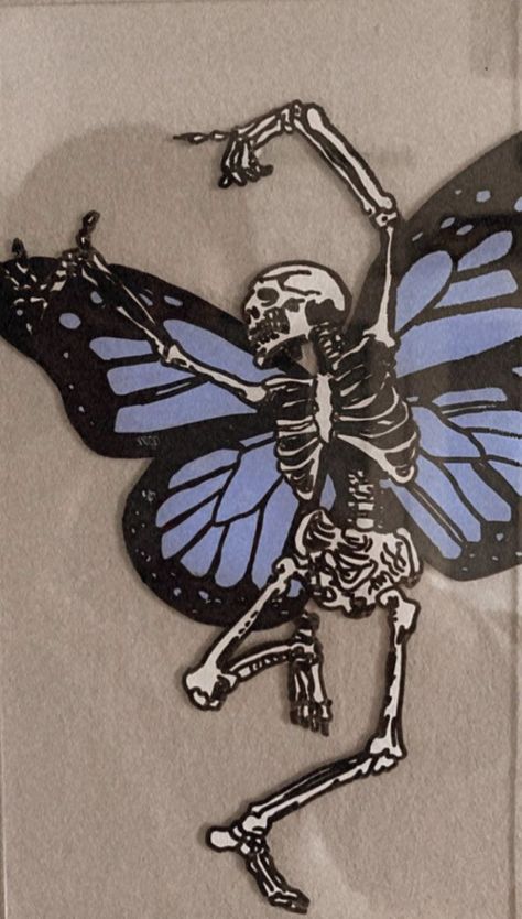 Skeleton With Wings, Not Mine, Skeleton, Stained Glass, Cut Out, Glass, Blue