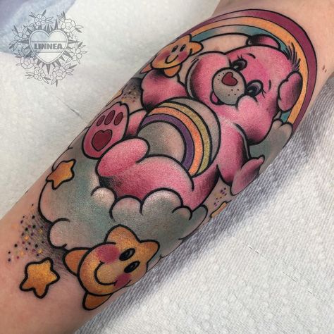 Care Bear Tattoo, Bears Tattoo, Pony Tattoo, Las Vegas Tattoo, 80s Wallpaper, Care Bear Tattoos, Vegas Tattoo, Cheer Bear, Tattoo Care