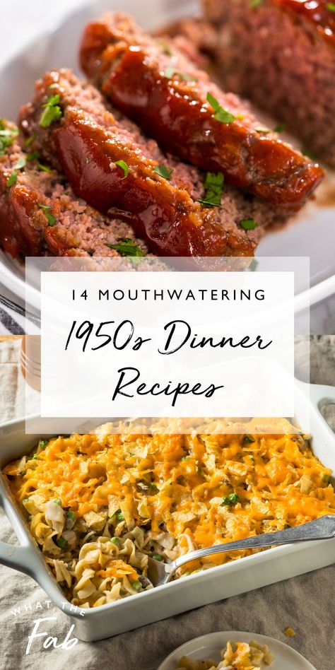 Dinner recipes from the 1950s are hearty and comforting, representing iconic American cuisine. Even better, these recipes are relatively basic, making it easy to bring your retro dreams to life. Click the pin to find simple weeknight dinner inspiration with 1950s recipes deserving of a modern revival. 

1950s recipes, 1950s dinner recipes, vintage recipes Dinner Recipes From The 1950s, Nostalgic Dinner Recipes, 1950 Dinner Party, 1960s Dinner Recipes, Mid Century Recipes, Famous Dinner Recipes, 50s Dinner Recipes, Diner Style Recipes, Traditional Dinner Ideas