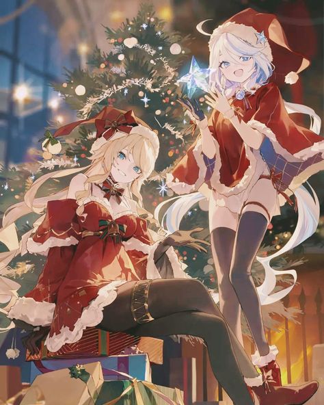 Christmas Fanart Genshin, Christmas Furina Pfp, Furina Christmas Pfp, Ganyu Christmas, Christmas Genshin Impact, Genshin Impact Christmas, Christmas Genshin, Genshin Christmas, New Year Art