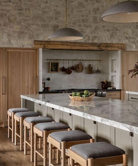 Julee Ireland (@juleeireland) • Instagram photos and videos Kitchen Mcgee And Co, Stone Walls In Kitchen, Studio Mcgee Waters Edge, 12 Ft Ceilings Kitchen, Kitchen Long Island, Modern French Kitchen, Old English Kitchen, Studio Mcgee Design, Mcgee Design