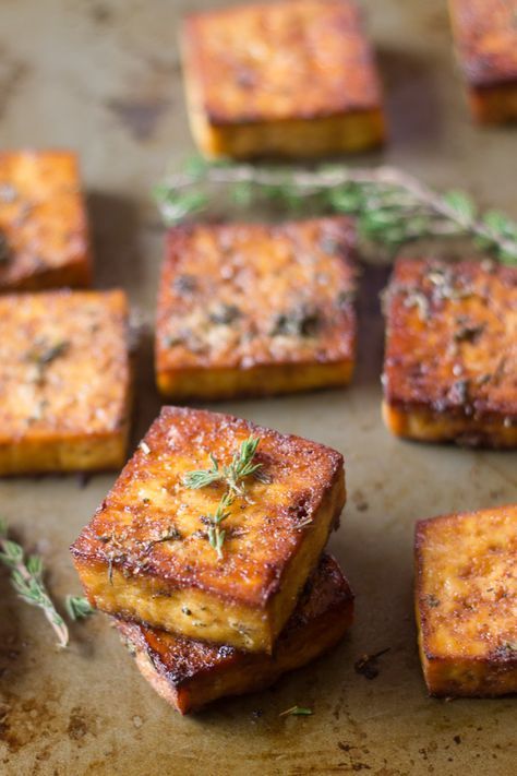 Savory Lemon and Herb Baked Tofu Savory Herb, Tofu Dishes, Lemon Herb, Baked Tofu, Vegan Sandwich, Keto Food, Idee Pasto Sano, Tofu Recipes, Vegan Cooking