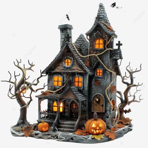 halloween haunted house scene Spooky Houses Halloween, Witch’s House, Haunted House Exterior, Haunted House Model, 3d Haunted House, Haunted House Pictures, Halloween Cottage, Tiny Glade, Halloween Gingerbread