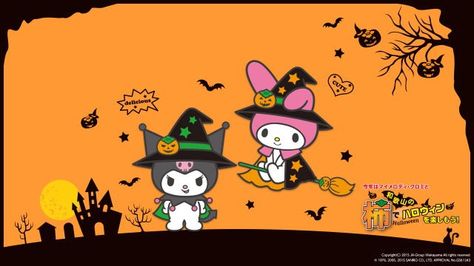 #kuromi #mymelody Sentimental Circus, Rilakkuma, Halloween Wallpaper, My Melody, Wallpaper Pc, Circus, Happy Halloween, Orange, Halloween