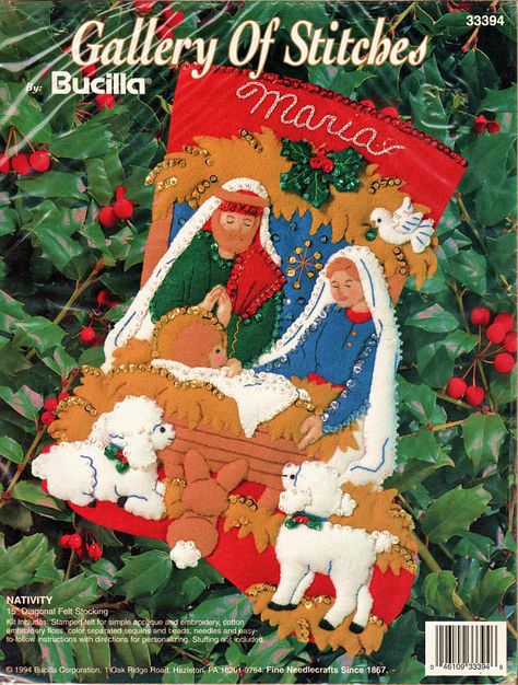 Nativity Scene Personalized Stocking Kit Vintage Bucilla Felt Kit Christmas Stocking Kit Bucilla Sto Felt Stocking Kit, Personalized Stocking, Christmas Stocking Kits, Felt Christmas Stockings, Vintage Christmas Stockings, Felt Stocking, Christmas Craft Kit, Beads Embroidery, Christmas Applique