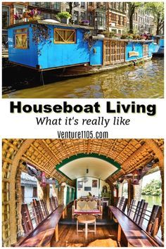 Houseboat living - what it's really like  #Travel #houseboat Houseboat Exterior Ideas, Houseboat Design Ideas, Houseboats Interiors, Houseboat Living Interiors, House Boat Living, Houseboat Remodel, Houseboat Interiors, Houseboat Decor, Small Houseboats