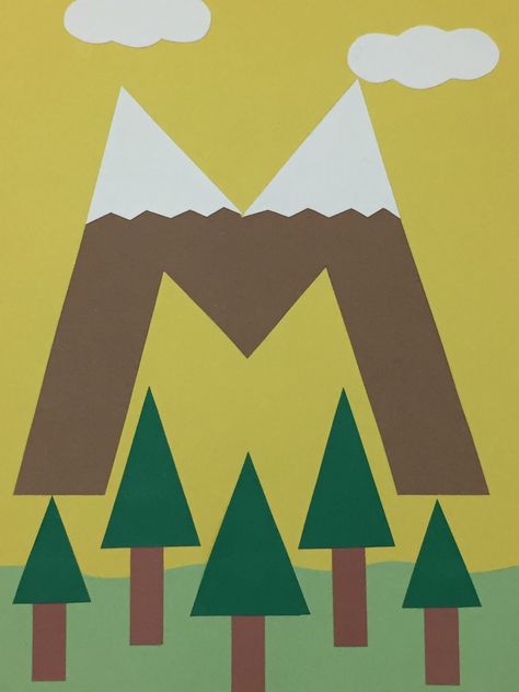 M is for Mountain M Is For Mountain Craft, Preschool Mountain Crafts, Mountain Craft Preschool, M Is For Craft, V Crafts For Preschool, M Is For, M Is For Mountain, Letter M Crafts For Preschoolers, Mountain Crafts For Kids