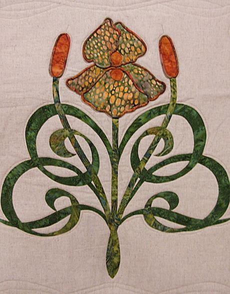 Art Nouveau quilt by Gea Van Holst of New Zealand Art Nouveau Applique, Art Nouveau Quilt, Flower Diagram, Floral Motives, Flowers Quilt, Art Nouveau Flowers, Quilt Dress, Art Nouveau Poster, Flower Quilt