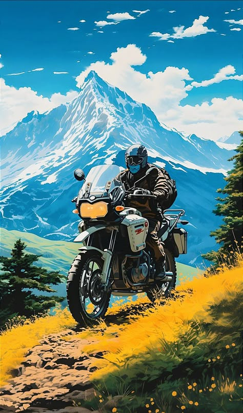 HD wallpaper on painting of bike rider riding bike on mountain 🏔️#ride #mountain #trending #viral #pin #Pinterest #mobilewallpaper Best Bike Wallpapers Hd, Aesthetic Bike Wallpaper, Mountain Biking Aesthetic, Motos Aesthetic, Motorcycle Art Painting, Rider Wallpaper, Bike Artwork, Persian Calligraphy Art, Ride Bike