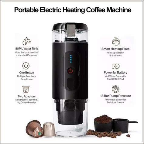 The manual espresso machines are perfect for those who want to experience the traditional Italian espresso. Travel Coffee Maker, Portable Espresso Maker, Portable Coffee Maker, Capsule Coffee Machine, Automatic Coffee Machine, Coffee Capsules, Espresso Maker, Coffee Powder, Espresso Machines